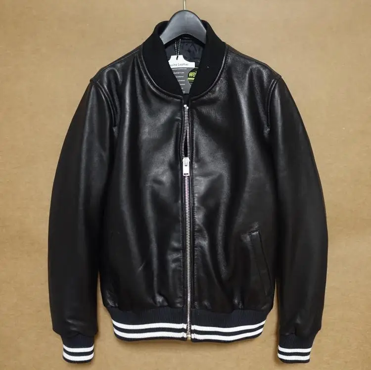 Moda italiana primavera otoño ropa de mujer piel de oveja auténtica natural de piel de cordero chaqueta de pareja negro xxl