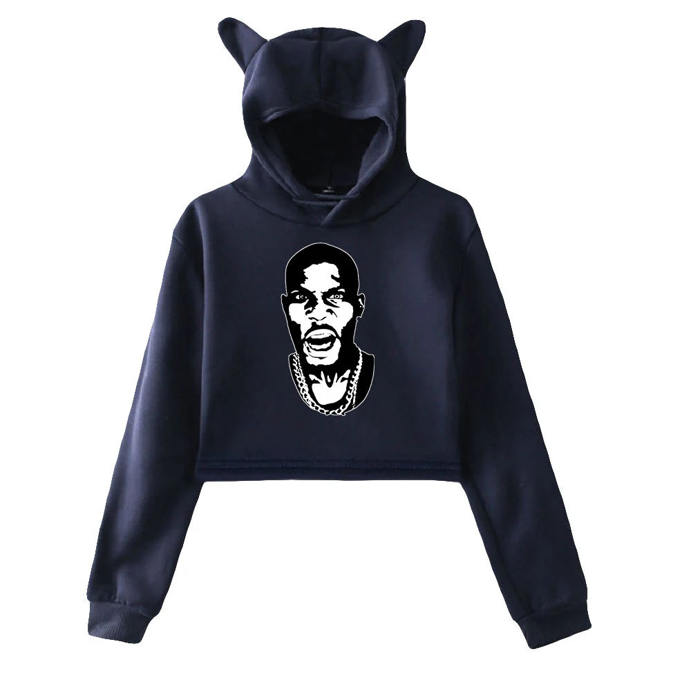 

Новинка, укороченные худи DMX R.I.P с принтом кошки, женская модная Толстовка с длинным рукавом для девочек, пуловер, короткий топ, Милая сексуал...