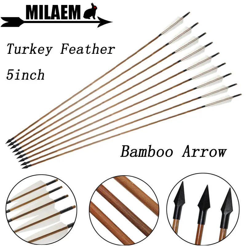Бамбуковая Стрела для стрельбы из лука 6/12 шт. 83 см 5 дюймов турецкое перо od8 мм