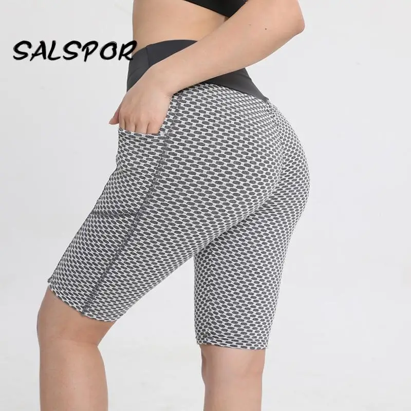 

SALSPOR боковой карман леггинсы для тренировок, для спорта, фитнеса, одежда для активных движений размера плюс с высокой талией, леггинсы для бе...