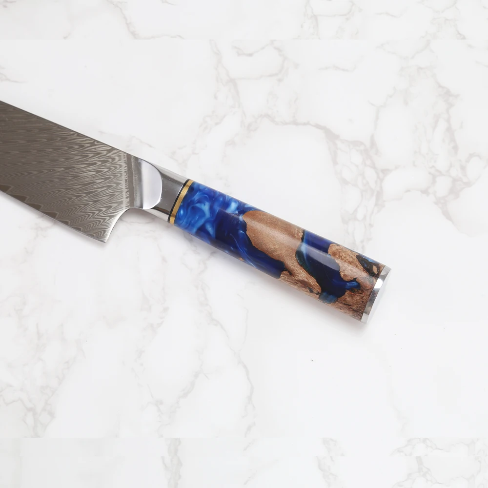 

8 Inch Damascus Chef Knife VG10 Damascus Steel Japanese Chefs Knife Kitchen Slicing Cleaver Meat Knives Tool With Resin Handle