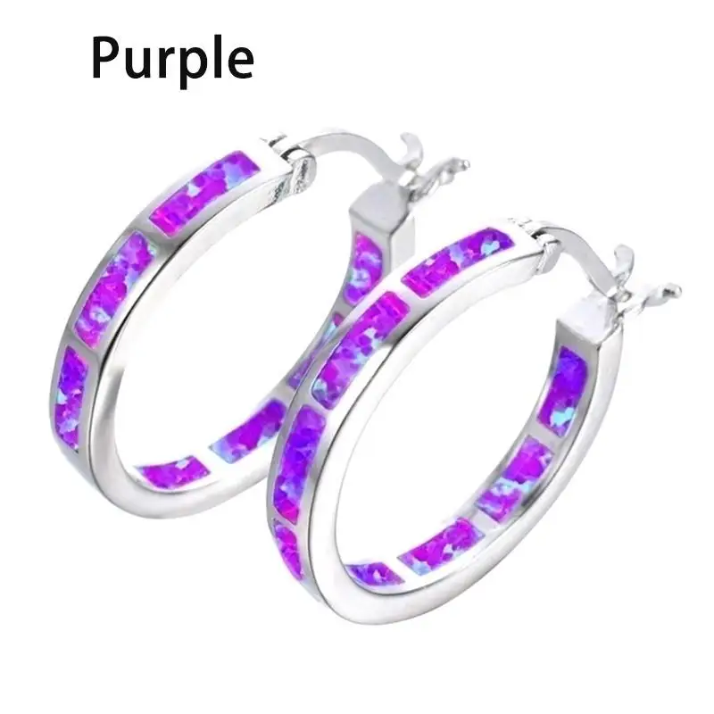 

Hoop Earrings Men's Earrings Exaggerated Opal Stainless Steel Jewellery Women's