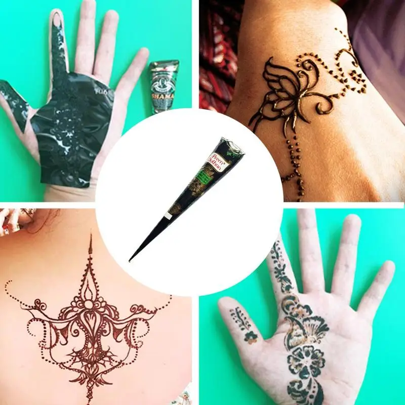 7 цветов индийская татуировка хной вставить блеск конус паста Краски тела боди
