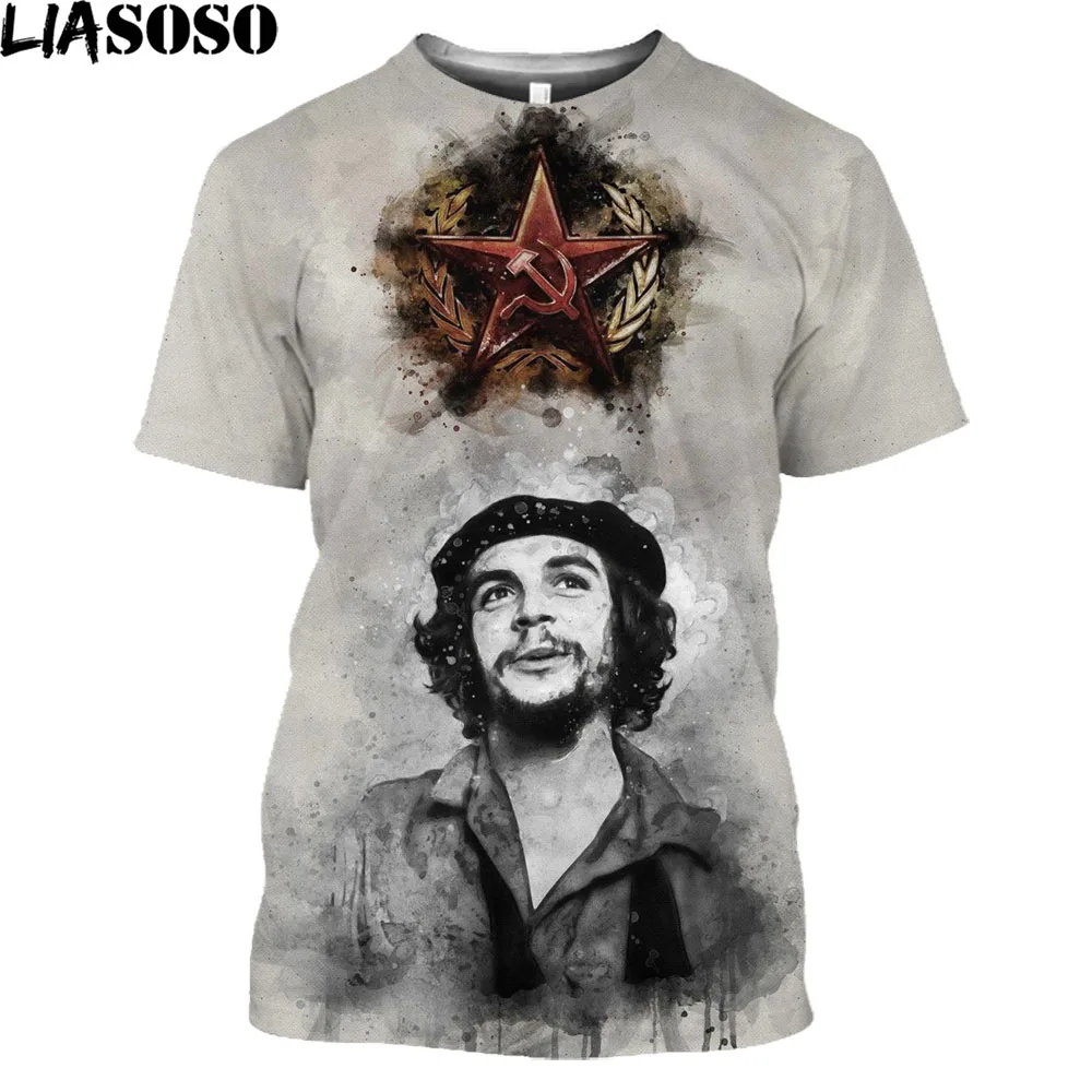 

LIASOSO Cuba Fidel Castro Che Guevara Men's T-shirt 3D Print Men Women Short Sleeve O-neck novelty Casual Harajuku Shirt Tops