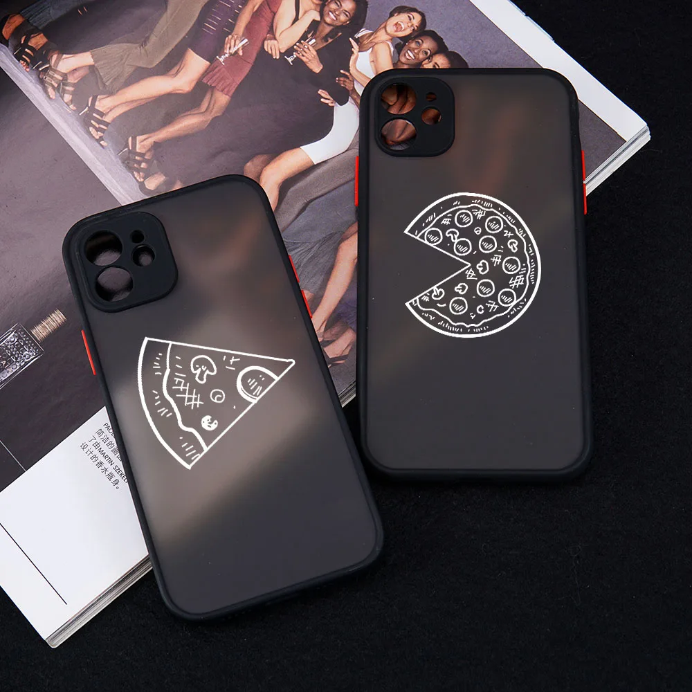 

Funny Pizza Best Friends Cute Phone Case for iPhone 11 12 13 Pro XS Max XR 6s 7 8 Plus SE2 Mini Shockproof Silicone Matte Cover