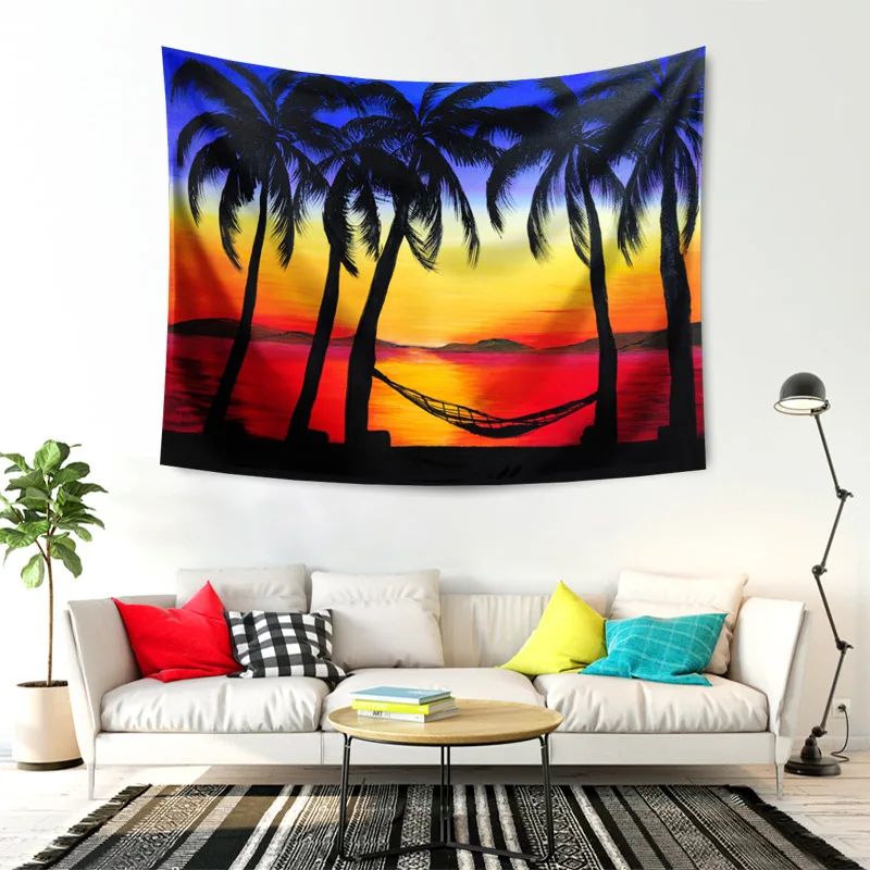 Летний тропический узор пальмы красочный напечатанный гобелен настенный ковер