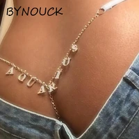 sexy personalized crystal letters waist chain belt for women custom name belly chain underwear silver color party body jewellery