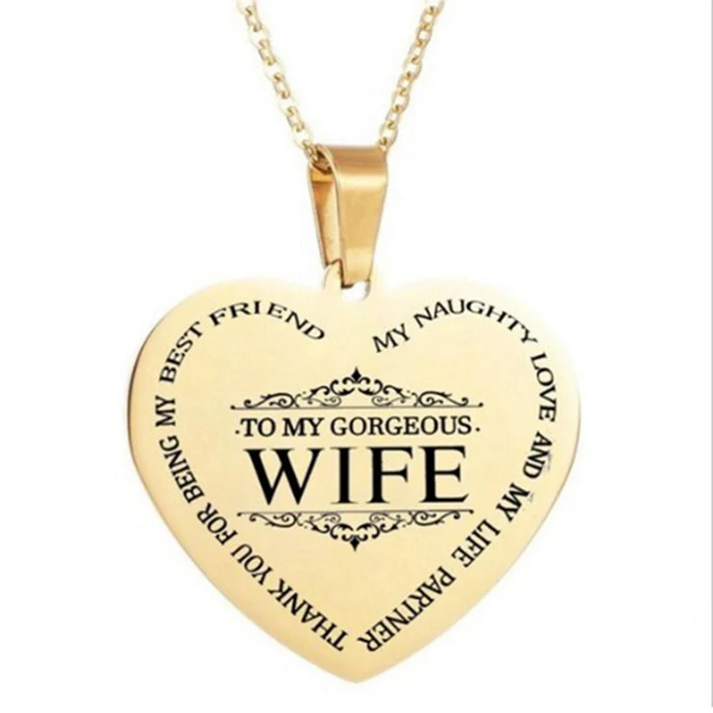 Для моей жены ожерелье из нержавеющей стали золотое сердечко серебряного цвета