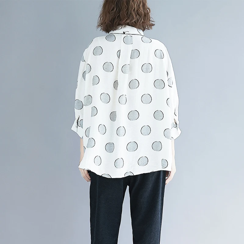 #2809 Сезон весна лето Детская одежда в горошек с рукавами летучая мышь рубашка для