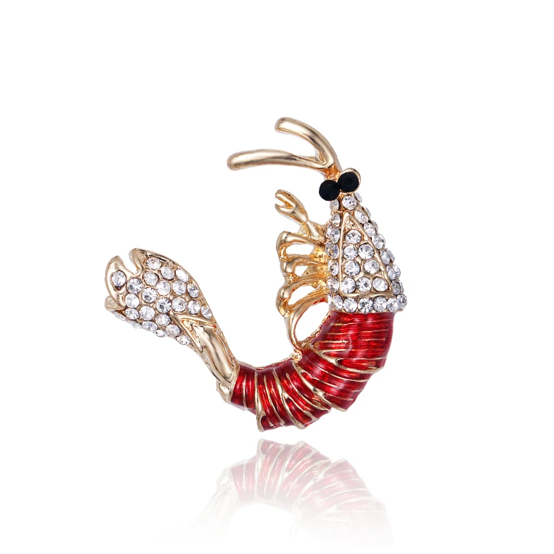 Baiduqiandu Бренд Новое поступление золотой цвет эмалированный Лобстер Bijoux Ювелирные изделия животных Броши для женщин