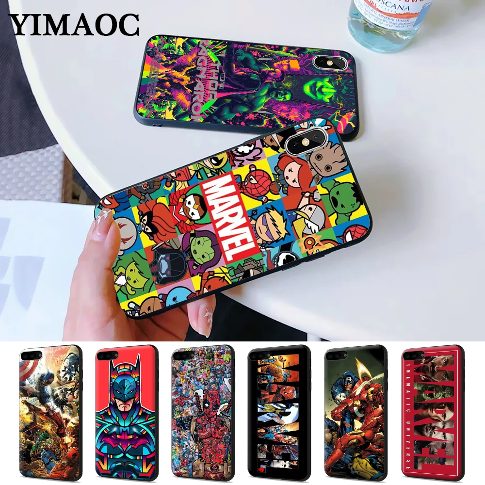 Marvel Comics logo DIY Printing Drawing Silicone Case for iPhone 5 5S 6 6S Plus 7 8 11 Pro X XS Max XR |