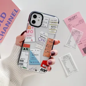 hot luxury air ticket travel sticker label phone case for iphone 7 8 plus 11 pro x xs 12 max ins fashion cute girl silicon cover free global shipping