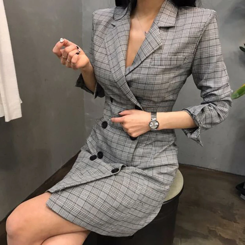 Женское платье блейзер с длинным рукавом Heydress офисное двубортное трапеция в