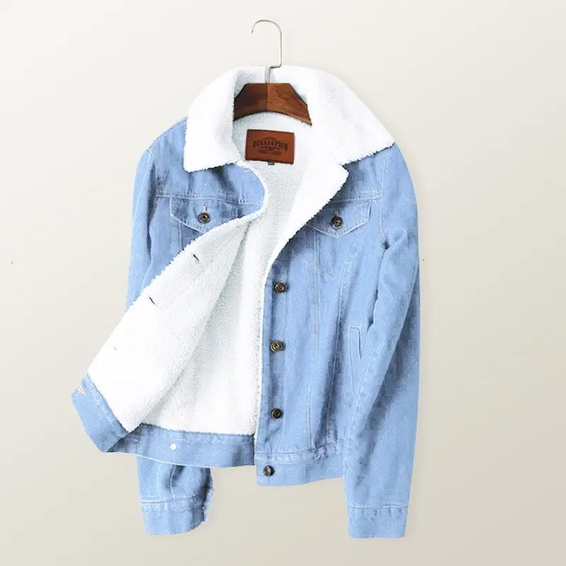 2019 зимние теплые джинсы с мехом Женская куртка-бомбер синяя джинсовая куртка