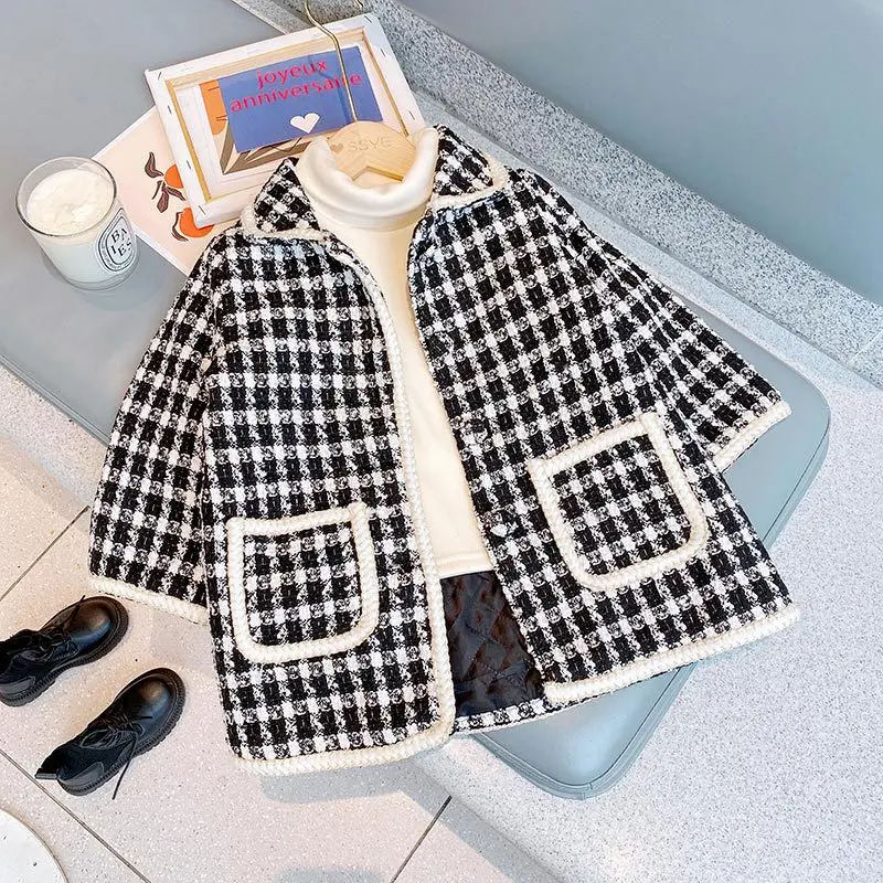 

Girls Coat Kids Woolen Cloth 2021 Princess Plus Thicken Warm Winter Autumn Kids Cotton Outwear Wool Fleece Children's Clothing