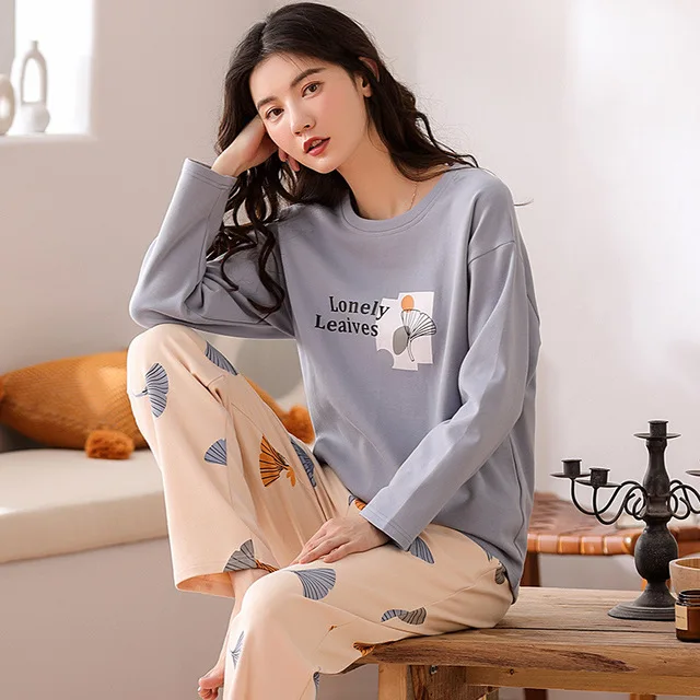 

For Women Cotton Home Clothes Loose Pyjamas Kawaii Lace Girls Pijamas Casual Autumn Warm Sleepwear Cute Bottle Pattern Pajamas