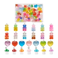 76pcs mix resin colorful gummy bear pendant heart mushroom charm for bracelet earring necklace diy craft jewelry making findings