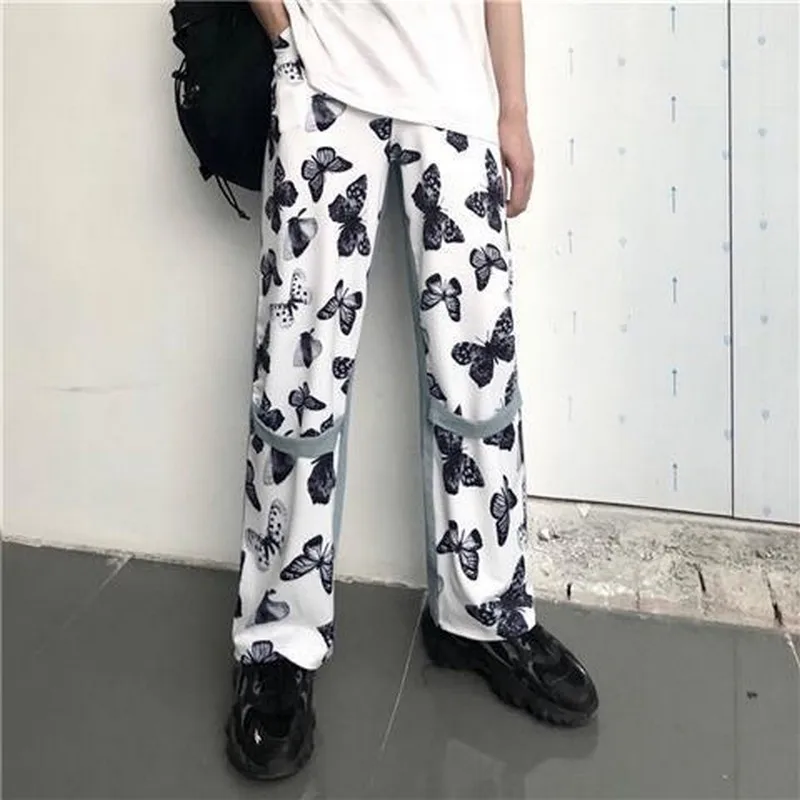 NiceMix бабочка printpan ts пара корейский модный темно хип хоп Лоскутные свободные штаны