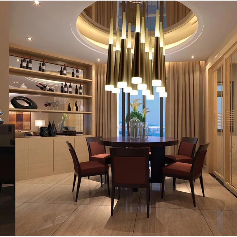 Современный светодиодный конический подвесной светильник алюминиевый Ampmetal для