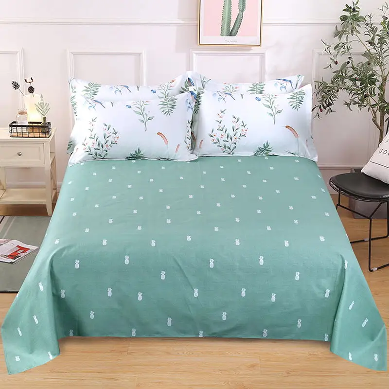 Девочка Розовая Хлопковая Большая Эластичная Простыни Маленькие Свежие Голубые Цветы Печатные 1 шт. Красивые Мягкие Простые Не скользящие