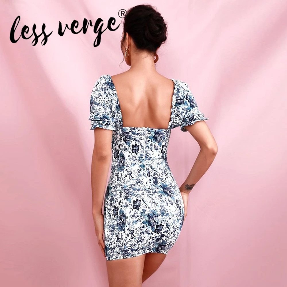 Lessverge новое модное женское платье с цветочным принтом пышными рукавами