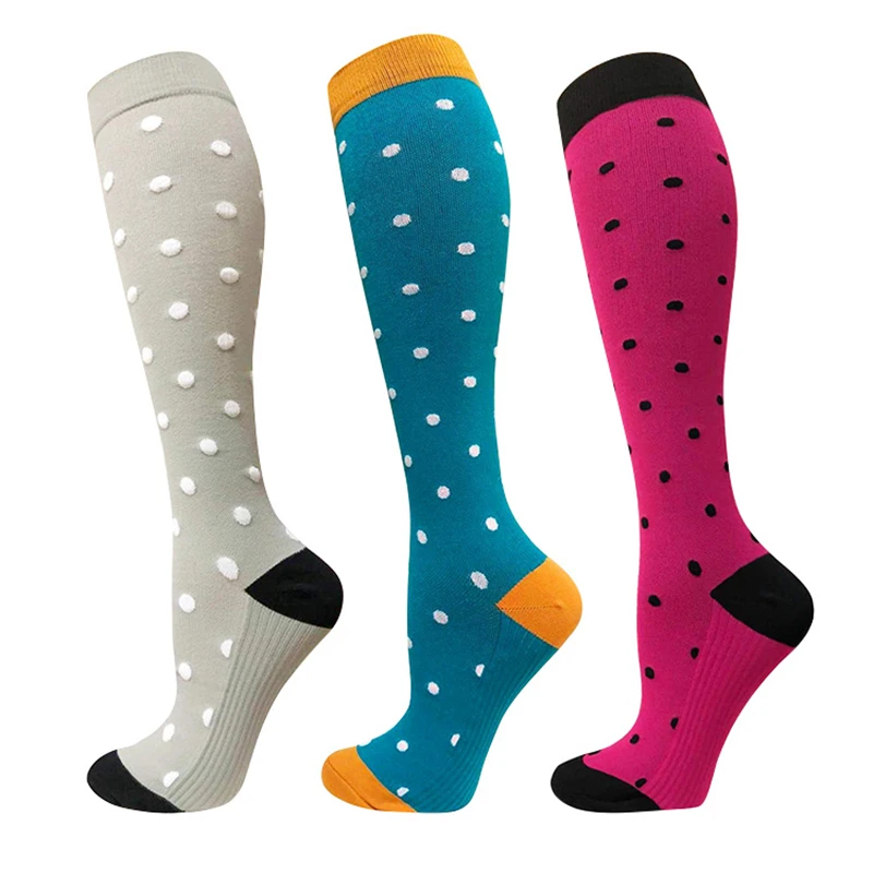 

Women Men (20-30mmHg) Polka Dot Printing Knee Length Compression Stockings Best for Running Travel Cycling Pregnant Nurse Edema