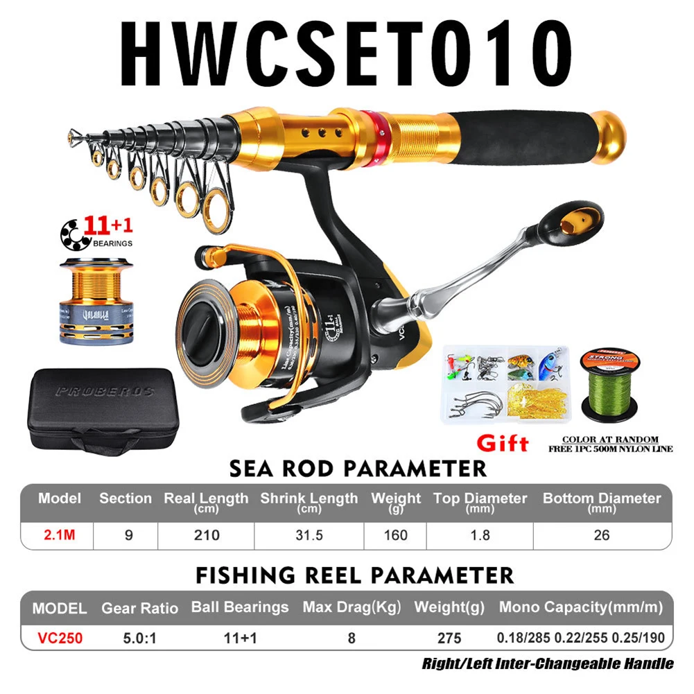 

Fishing Rod + Fishing Wheel + Nylon Line + Fishing Bag + Bait Accessory Box Kit Universal Foldable Rod