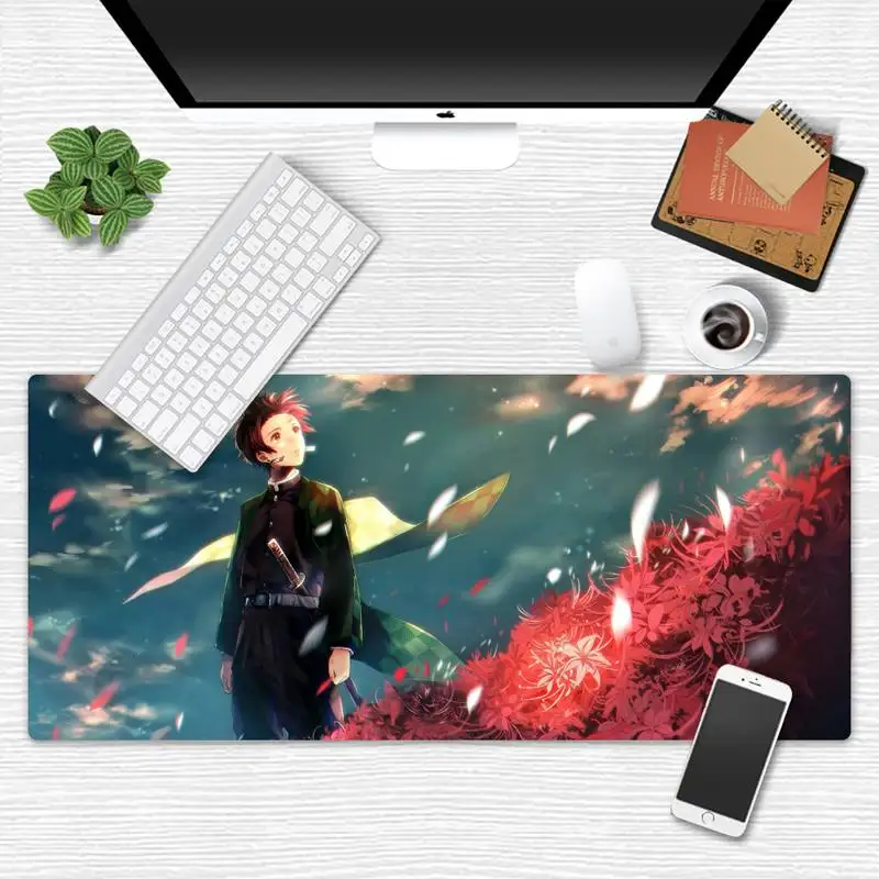 

Kimetsu No Yaiba Keyboards Mat Rubber Gaming mousepad Desk Mat Game Office Work Mouse Mat pad X XL Cushion mouse pad