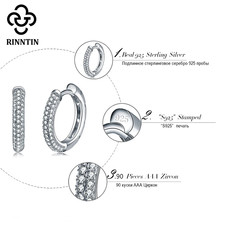Женские серьги кольца из серебра 925 пробы с фианитом|hoop earrings|earrings forearrings for party |
