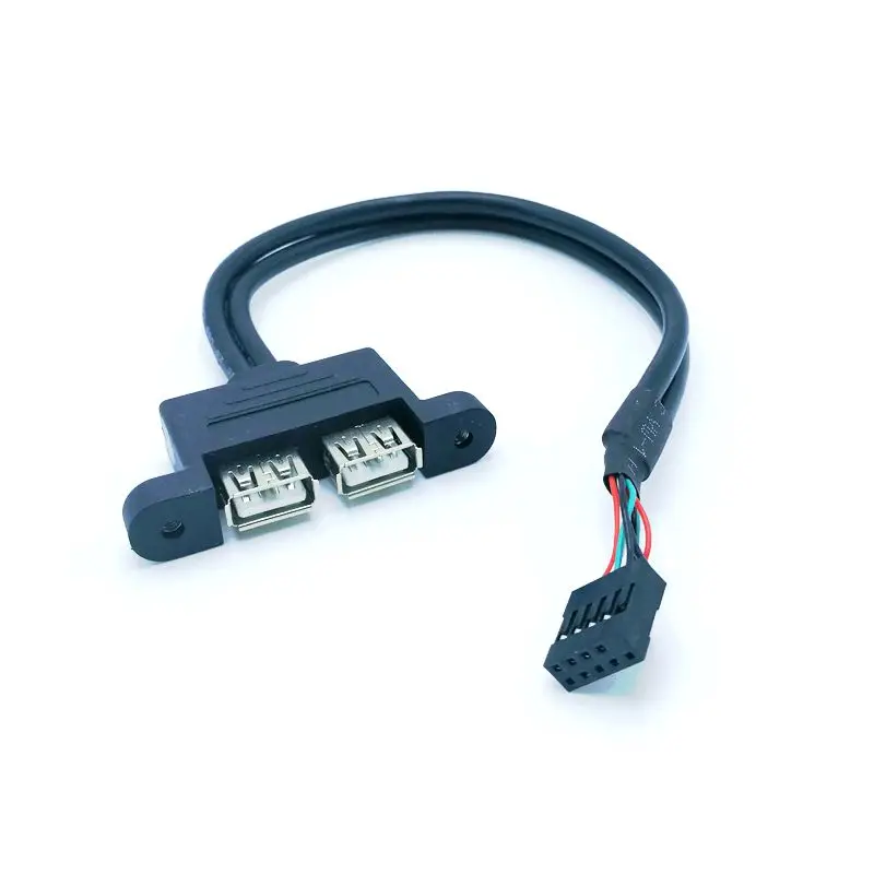 30cm 50cm Motherboard Internal 9 Pin to Dual 2-Port USB 2.0 A Female Panel Mounting Data Cable for Computer image 3