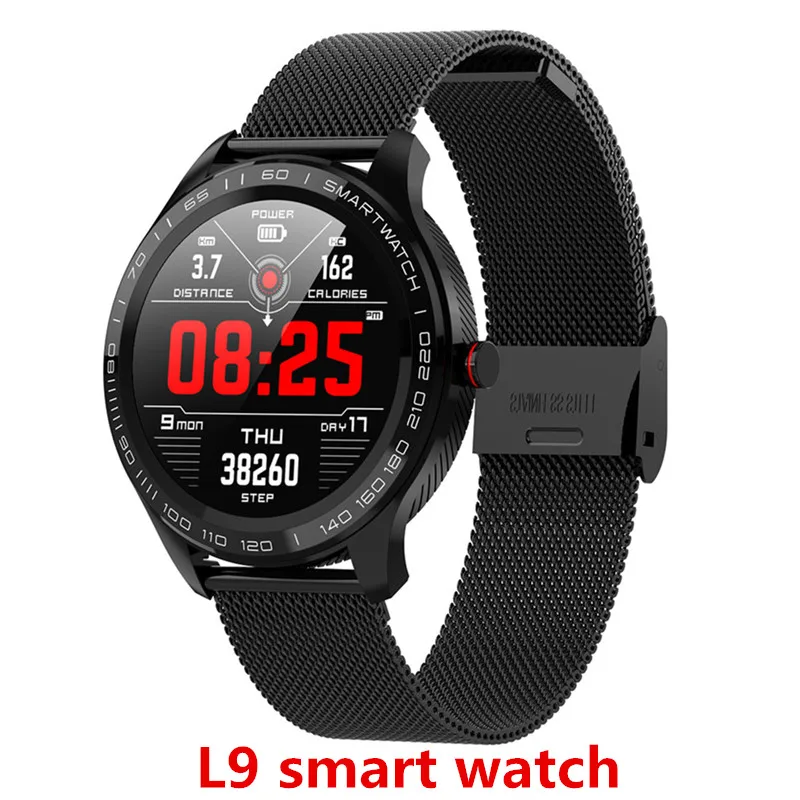 L9 black Steel L8 Смарт часы, L9 Смарт часы es, мужские IP68 Водонепроницаемый пульсометр Шагомер Секундомер Bluetooth Фото спортивные фитнес часы PK L5 - Цвет: L9 black Steel