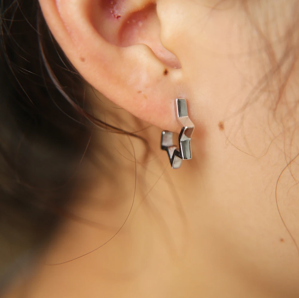 Женские серьги гвоздики из серебра 925 пробы золотистого цвета|star earrings|designer