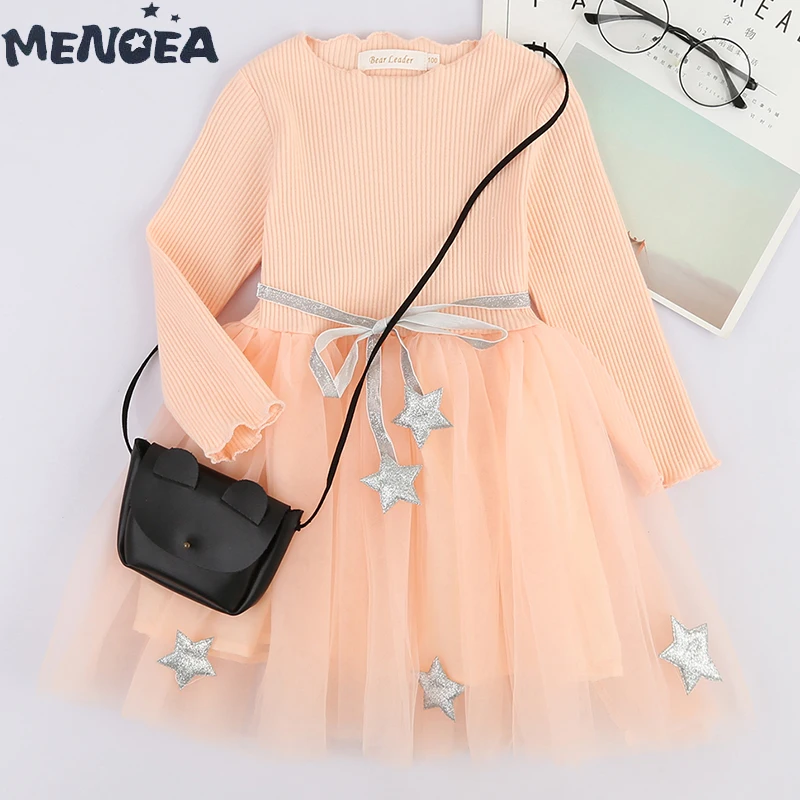 Платье для девочек Menoea новинка весенне-осенняя одежда модное однотонное детское