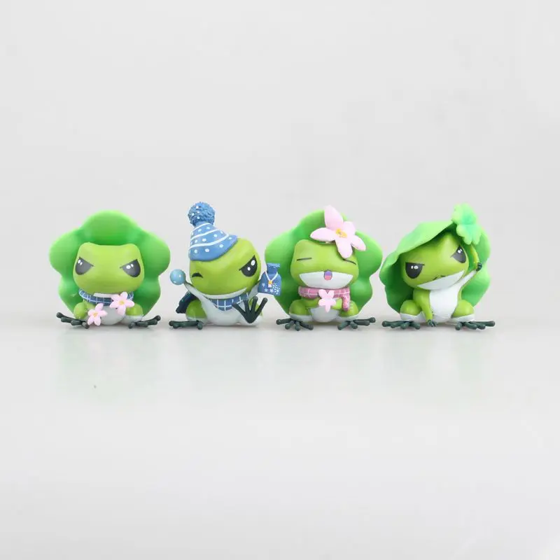 4pcs/set 2018 New Anime Game Travel Frog Q Ver Family Mini frog Little Son Cartoon Action Figure Animal Model Collection Doll | Игрушки и