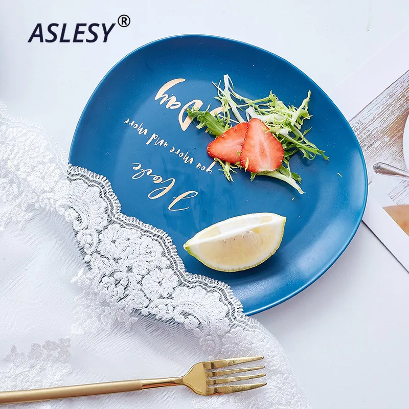 Скандинавская посуда креативная Золотая керамическая блюда миска набор блюд