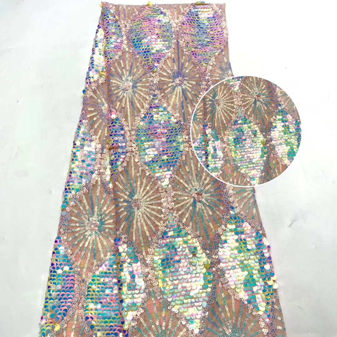 

The latest French lace fabric 2020 high-quality African wedding lace fabric, with sequins as Nigerian lace fabric ZX37991