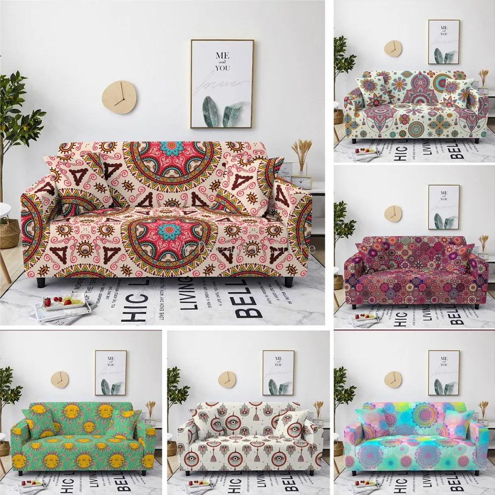 

Mandala Plaid Elastic Sofa Cover For Living Room Modern Furniture Sofa Armchair Cover All Corners Stretch Bohemia Couch Cover