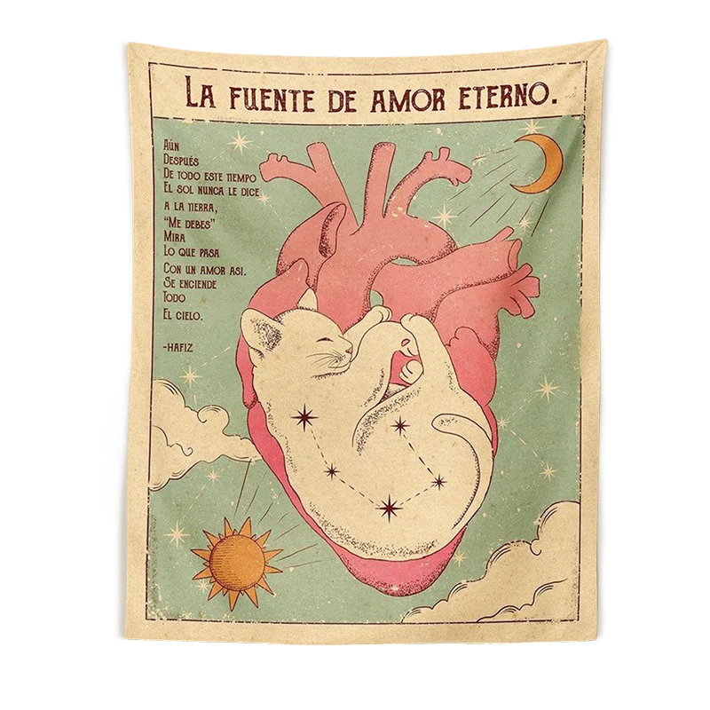 Таро кошка гобелен ведро солнце луна вечное сердце Настенная подвеска рандомный