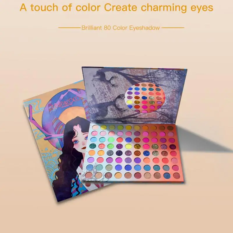 

80 Color Eyeshadow Palette Shimmer Glitter Matte Pigmented Powder Waterproof Long Lasting Easy To Wear Eyeshadow Makeup TSLM1