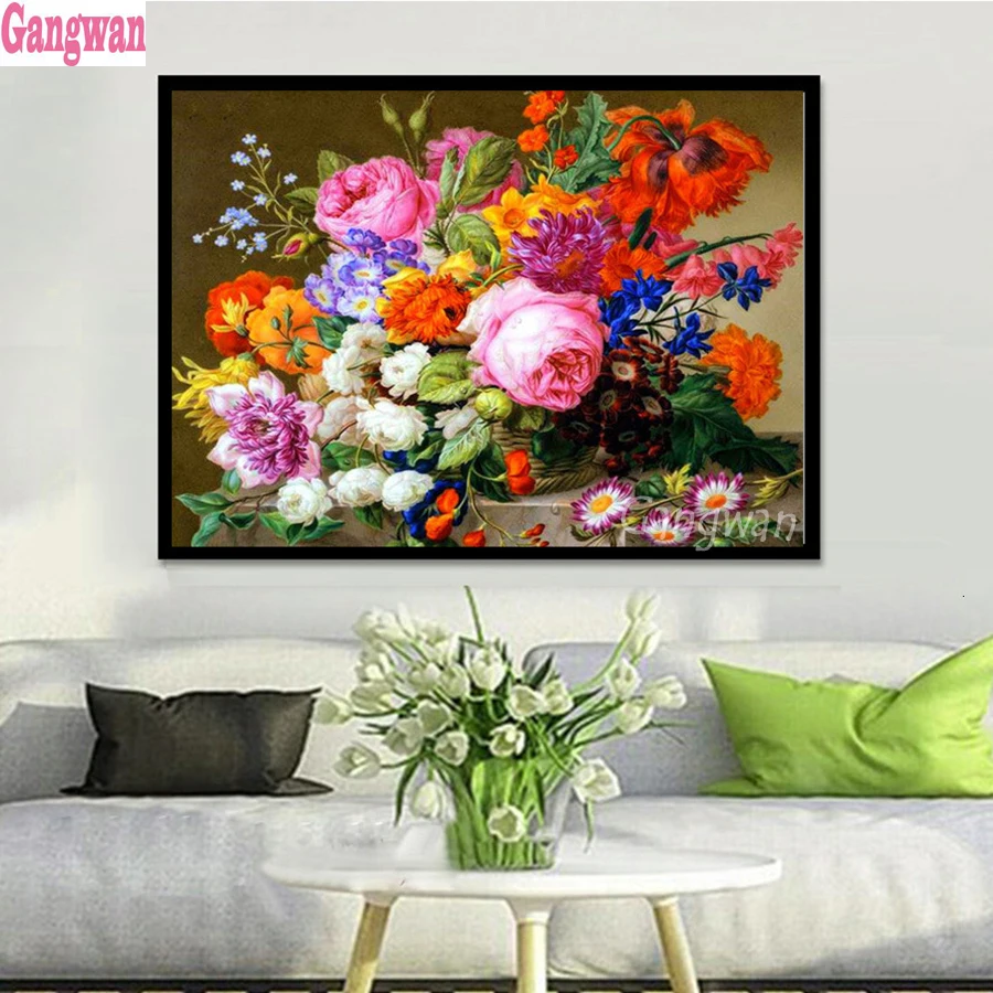 Алмазная живопись цветок пиона полная дрель квадратные 2 круглые украшения для