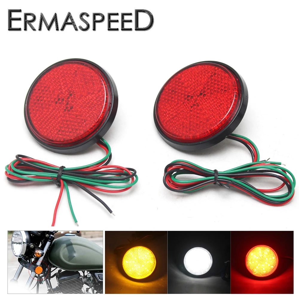 

2Pcs Round Led Reflector Motorcycle Tail Light Waterproof 12V 24LED Tail Brake Stop Lamp For Cruiser Quad Dirt Bike ATV Moto