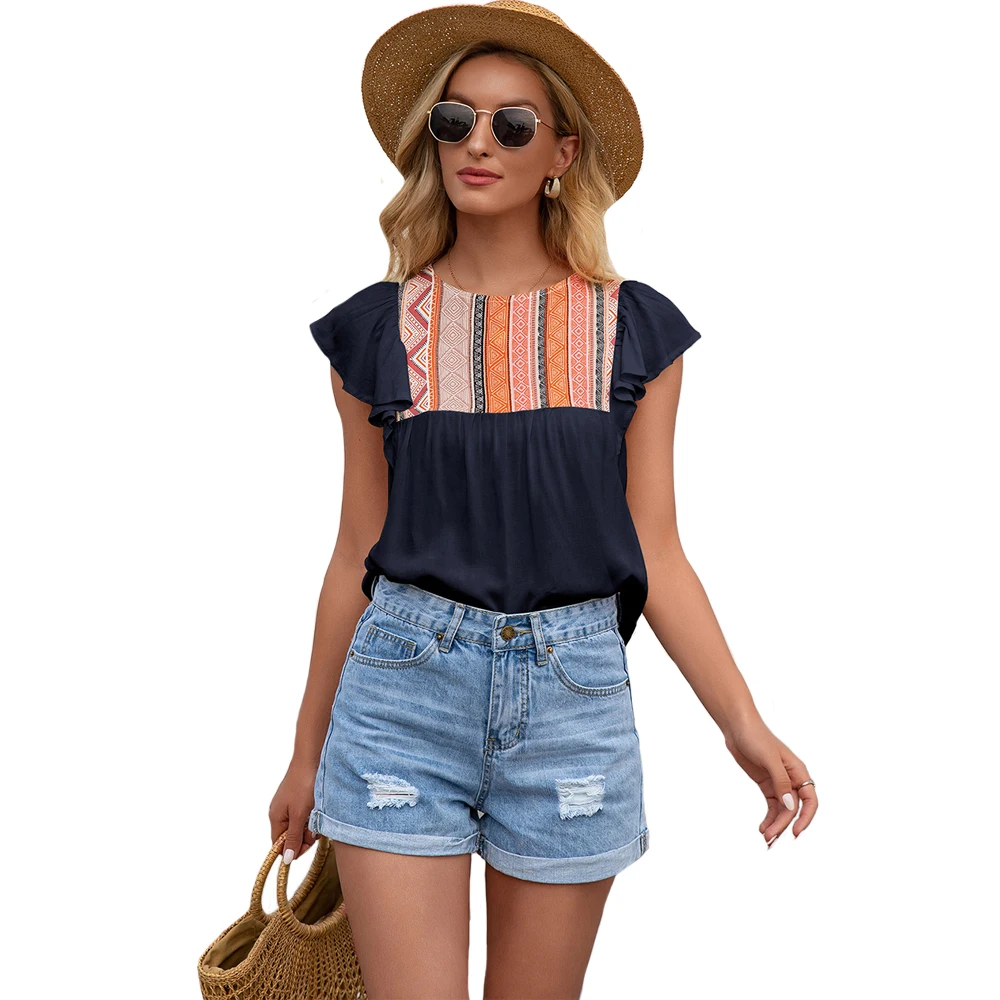 

Женская обувь на каждый день футболка в этническом стиле Стиль с круглым вырезом в виде листка лотоса Короткие топы для мальчиков и девочек,...