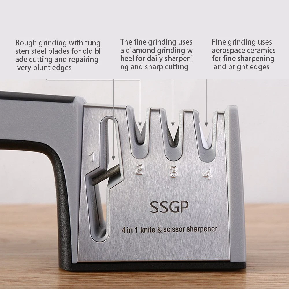 4 в 1 бытовой Ножи точилка Алмазный Керамика Кухня заточка вращающийся ножи с