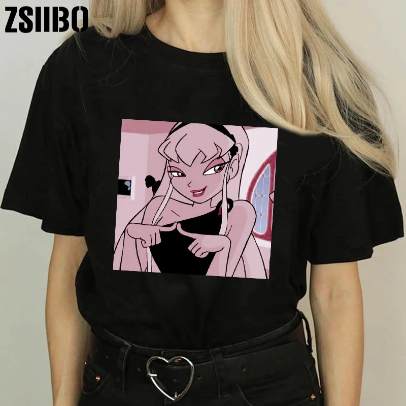 Футболка женская трикотажная в стиле Харадзюку милая винтажная тенниска из