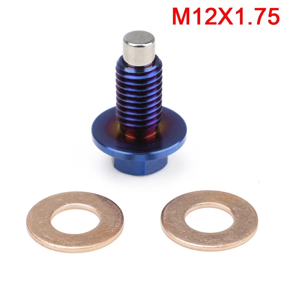 M12x1.75 with box Многоразовые Постоянный магнетизм 5000 Gs Титан сплав Магнитная дренажная масляная пробка Гайка масляного поддона M12x1.25 M12x1.5 M12x1.75 M14x1.5 - Название цвета: M12x1.75 with box