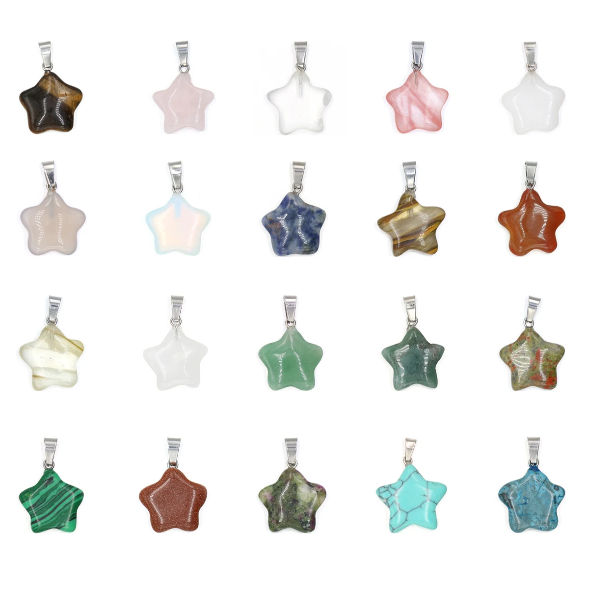 

Explosive Natural Stone Pendant Five Pointed Star Rose Quartz Fresh HandmadeDIY Exquisite Jewelry Making Necklace Earrings Gifts