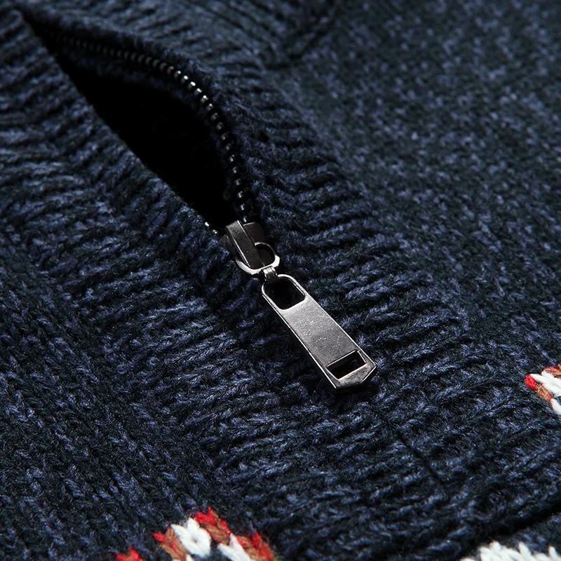 Мужской трикотажный свитер на молнии с высоким воротником | Мужская одежда