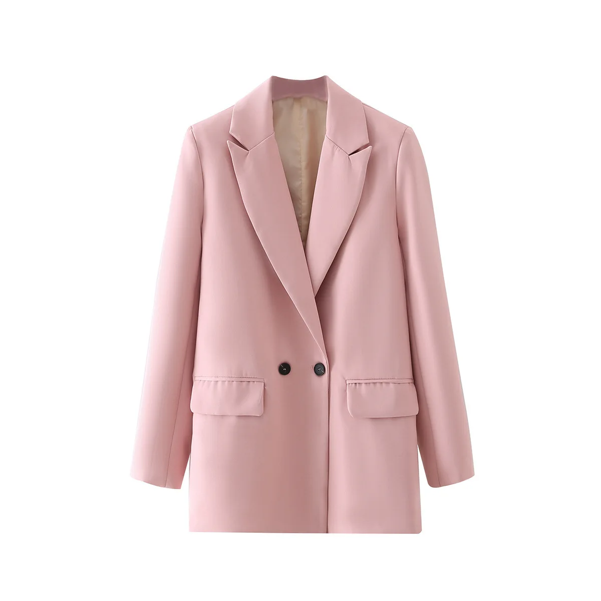 Women Pink Green Work Double Breasted Blazers and Jackets Office Lady Autumn Khaki Brown Suit Business Female Blazer Coat
