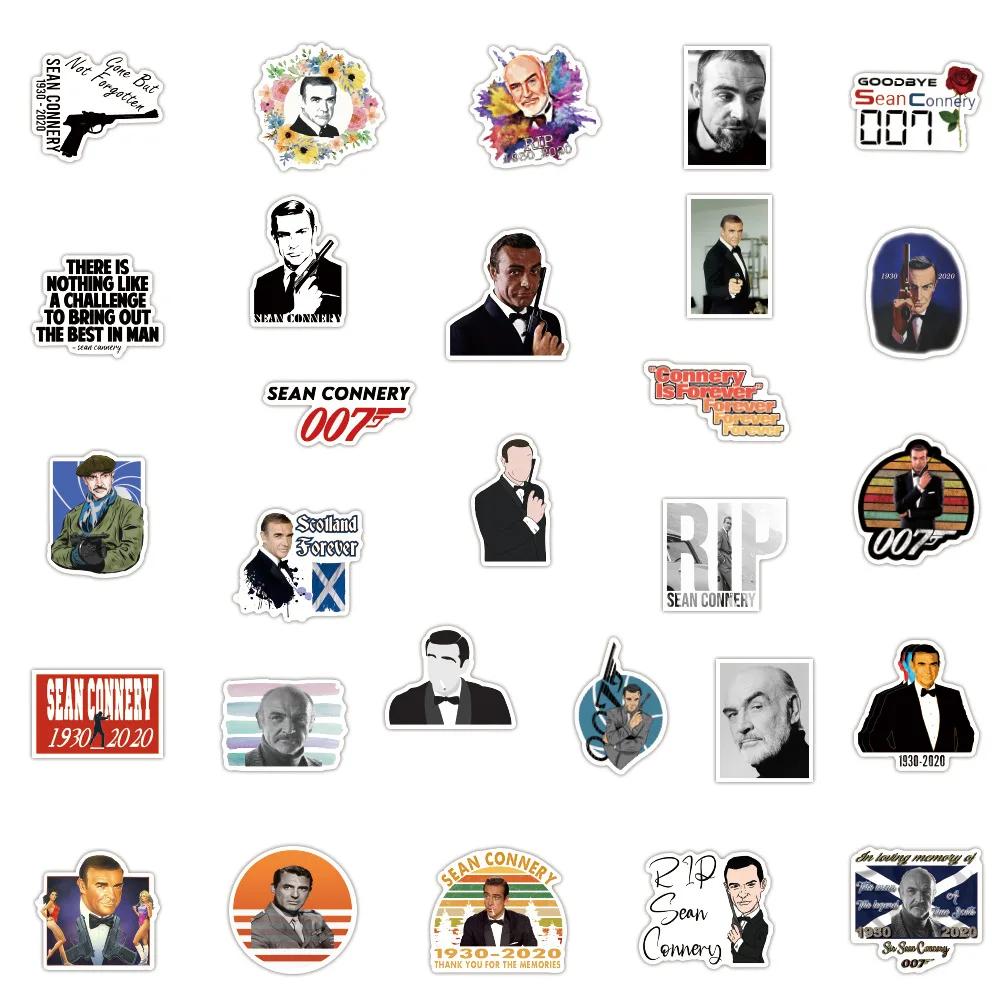 

10/50PCS Sean Connery Stickers Laptop Guitar Luggage Skateboard Waterproof Phone Bike Cool Graffiti Sticker Decal ClassicToys