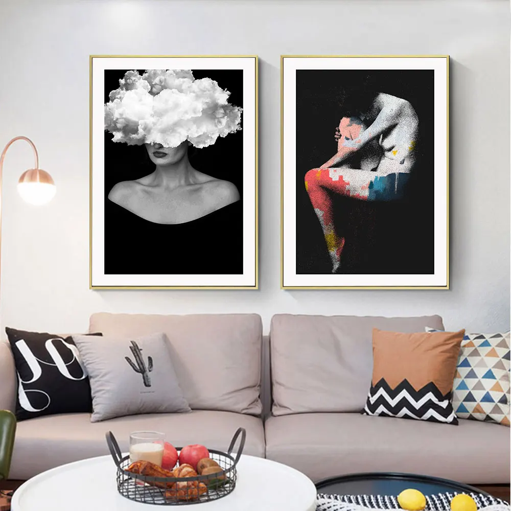 

Color Nude Woman Poster Female Body Canvas Painting Abstract Art Print Modern Nordic Wall Picture For Living Room Home Decor